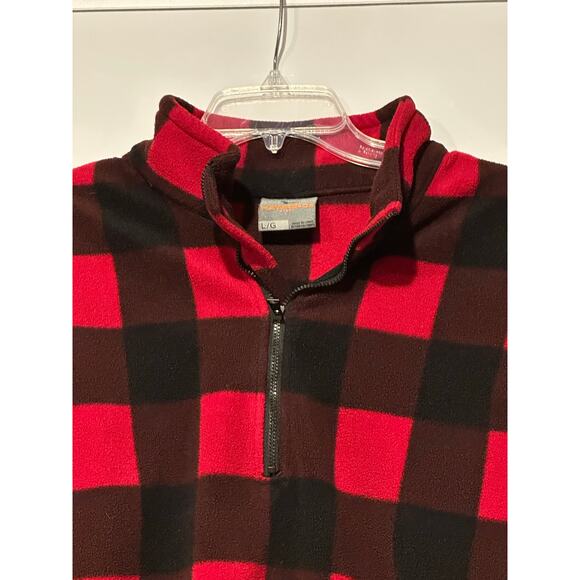 Hawke & Co Sport men's red/black plaid fleece 1/4 zip up jacket large Outdoors - Picture 7 of 7
